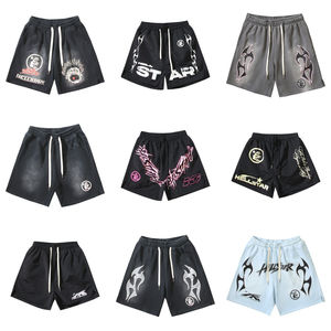 Shorts de jogging vintage surdimensionnés pour hommes, personnalisés, en toile délavée à l'acide, séchage rapide, respirants, 100 % coton, nouvelle collection streetwear avec strass - Product Image 2