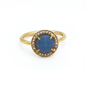 แหวนกลมแบบปรับได้สีทองโอปอลสีฟ้าสำหรับงานเลี้ยงในโอกาสพิเศษและชุดประจำวัน - Product Image 2