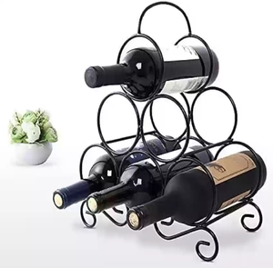 Porta Botellas de Vino de Acero Inoxidable con Diseño Ovalado y Ramificado, Elegante y Contemporáneo, Almacenamiento Estilizado, Ecológico, Colores Personalizables - Product Image 1