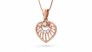 Pendentif en forme de cœur classique en or 14 carats et diamants naturels, inspiré de la nature, pour femmes - Product Image 3