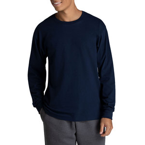 Bleu marine hommes taille X grand 100% coton chemises à manches longues Jersey côtelé manchette ringspun manches longues Beefy-t-shirt - Product Image 1