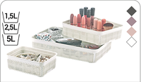 Ensemble de paniers de rangement multi-usages AFOSSA PP rectangulaires moulés par injection en 3 pièces, bacs de rangement durables pour le maquillage, les bijoux, le bureau