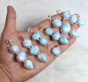 Hermosa calidad Larimar diseñador colgante collar suave pulido a mano con bisel ajuste incrustaciones para venta al por menor - Product Image 5