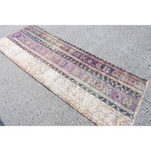 Alfombra turca Vintage clásica Beige 280X760 pies hecho a mano diseño de retazos rectángulo sala de estar alfombra lana bambú seda látex - Product Image 4