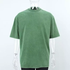 T-shirt vintage personnalisé délavé à l'acide pour hommes ample et surdimensionné 100% coton polyester/coton mélangé - Product Image 1