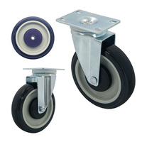 Roue en polyuréthane 100x100mm, type plat, roulement à billes, plaque galvanisée, sans frein, durable pour machine industrielle