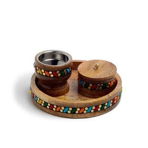 Juego de Bakhoor de Viaje Árabe de Lujo, Ecológico, Mini Mabkhara, Tarro de Bakhoor, Bandeja, Incienso Indio de Madera (Madera de Mango), Pedidos al por Mayor, Bela - Product Image 4