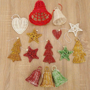 Handmade Rattan <b>Star</b> Tree Topper Bohemian Christmas Decor Geometric Shape <b>Hanging</b> Ornament Gold Tone - Product Image 6