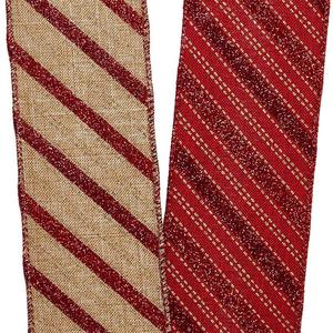 ริบบิ้นผ้าไหมธรรมชาติสีแดงลายกลิตเตอร์เปปเปอร์มินต์สำหรับตกแต่งคริสต์มาส - Product Image 4