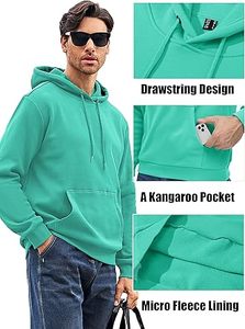 Hombres Invierno Casual Lavado ácido Sudaderas con capucha Color sólido 100% Algodón Fleece Regular Fit Moda Wear - Product Image 4
