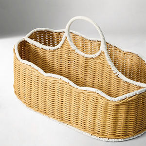 Cesta de Mimbre para Pañales de Dos Tonos, Natural y Blanca, Cesta de Almacenamiento para Guardería Hecha a Mano con Borde Festoneado - Product Image 4