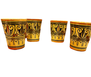 Tazas Beldi de cerámica hechas a mano, Juego de 4 tazas Beldi de cerámica pintadas a mano de esmalte amarillo marroquí, OEM personalizado disponible en 10 - Product Image 4