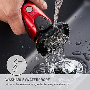 Rasoir électrique pour homme avec tondeuse escamotable à 5 lames, flexible, alimenté par USB, utilisation humide/sèche, rouge, étanche IPX7, entièrement lavable - Product Image 5