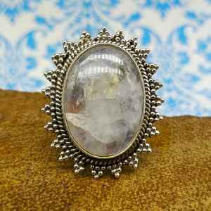 Pierre de lune semi-précieuse arc-en-ciel naturelle Cabochon de pierres précieuses anneaux de forme ovale 925 bijoux en argent sterling à prix raisonnable - Product Image 2