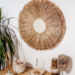Bohemian Seagrass Wall decor Basket- Seagrass Wall Hanging Decor, Farmhouse Boho Wall Hanger acento - Product Image 1