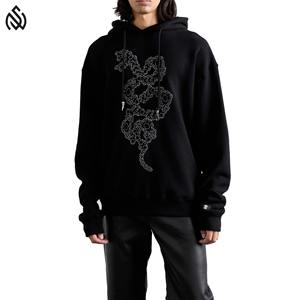 Sudadera con capucha de alta calidad personalizada para hombre con diseño de diamantes de imitación doble jersey de peso pesado con capucha 100% algodón sudaderas con capucha de diseño de diamantes de imitación - Product Image 1