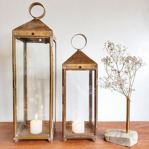 <b>Brass</b> <b>lantern</b> with intricate floral cutwork design perfect for Diwali Eid Christmas or festive home decoration - Product Image 1