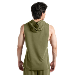 Débardeurs à capuche personnalisés avec logo, en coton et polyester, 220 GSM, respirants, écologiques, pour hommes, col rond, haute qualité, pour la salle de sport et l'entraînement - Product Image 4