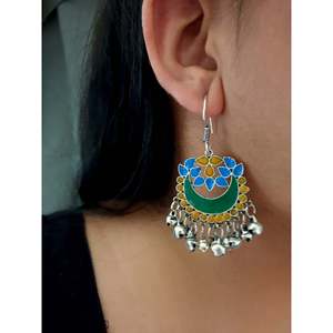 ต่างหูระย้า Chandbali ดอกไม้หลากสีต่างหูแฟชั่น Chandbali ดอกไม้ - Product Image 4