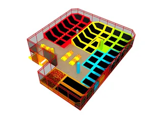 ترامبولين تجاري كبير بدون إطار بتصميم حر لعام 2024 رخيص داخلي لحل متنزهات مغامرات كبرى للبيع