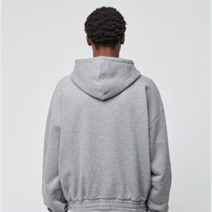 Sweat à capuche surdimensionné marron moutarde 80% coton 20% polyester Style zippé Poche kangourou Ourlet côtelé Poignets côtelés Imprimé Polaire Hiver - Product Image 4