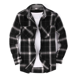 Chemise en flanelle de coton décontractée pour hommes à carreaux de haute qualité avec logo et motifs personnalisés - Product Image 5