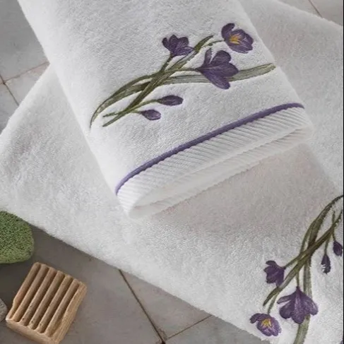 Embroidered Bath Towel for Bathroom Best Towel Set Made In India 100% Cotton Manufacturers Wholesale Adults Kids Sale Family