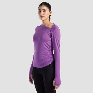 Sleek Purple Ruche <b>Top</b> Breathable Feature - Product Image 3