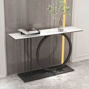 ONI Contemporary Luxury <b>Console</b> <b>Table</b> CST052 with Convertible Stone Top and Iron Frame <b>for</b> <b>Entry</b> or Accent Space - Product Image 2