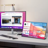 Moniteur portable portable double 21.5 P de 1080 pouces, écran ultra-mince en alliage d'aluminium HDR FHD avec support réglable à 180 ° VESA