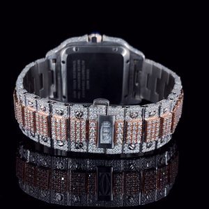 Reloj de Hombre de Cuarzo Cuadrado de la Mejor Calidad con Diamante Moissanite VVS, Acero Inoxidable, Chapado en Oro Blanco, Números Romanos, Estilo Hip Hop y de Negocios - Product Image 2