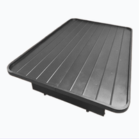 Bandeja Rectangular Negra de Acero Suave con Superficie Acanalada y Bordes Elevados para Uso Industrial, Motor de 220V, Bomba, Caja de Engranajes