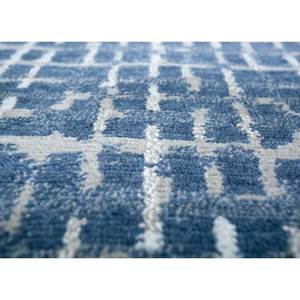 Tapis en laine et soie noué à la main Uvenuti AIWS-3004 bleu, abstrait, pour la maison, le couloir, le salon, la chambre à coucher, design rectangulaire en patchwork, fait main - Product Image 3