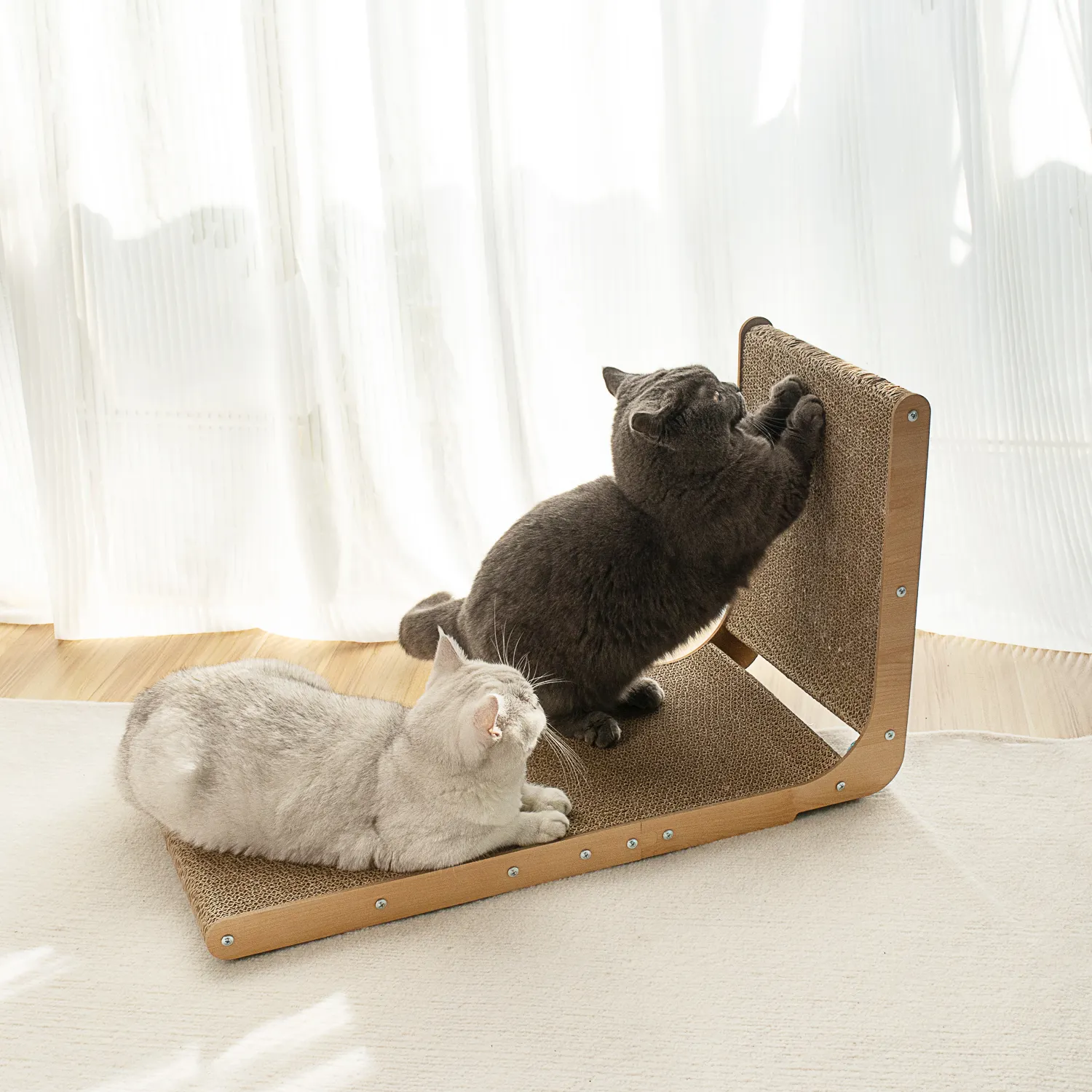 Planches à gratter pour chats en forme de L à haute densité Offre Spéciale en usine ODM interactif pour les chats jouant