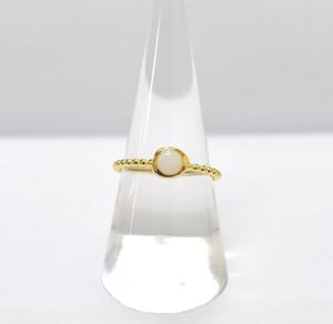 แหวนโอปอลจากออสเตรเลียทำจากเงินสเตอริงประเทศไทยแหวนโอปอลชุบทอง14K S925ดีไซน์เรียบง่ายปรับแต่งได้ตามต้องการ - Product Image 1