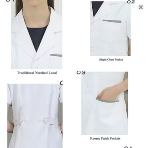 Bata de Laboratorio Unisex de Tela Twill Antimicrobiana de Poliéster/Rayón, Corta, con Múltiples Bolsillos Funcionales, Uniformes de Hospital - Product Image 5