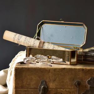 Tendance Design Antique Mercury Verre Or Laiton Encadré Bijoux et Accessoires Boîte de Rangement - Product Image 6