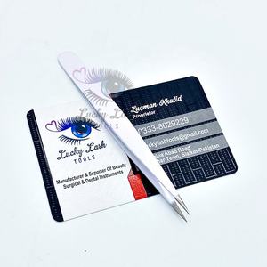 Abrazadera de Etiqueta Personalizada, Aplicador de Pestañas Puntiagudas, Extensión de Pestañas Blancas, Pinzas Inclinadas, Pinzas de Acero Inoxidable para Cejas - Product Image 1