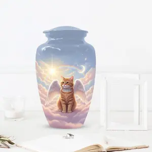 Urnas de Ángel con Forma de Gato Naranja para Cenizas, Urna Conmemorativa para Mascotas - Product Image 1