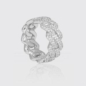 Bague de luxe SHREYA DIAM en moissanite cubaine, en argent plaqué rhodium avec sertissage pavé, couleur D, clarté VVS1 - Product Image 3
