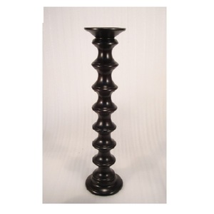 Large <b>Black</b> <b>Polished</b> Solid Wood Pillar Candle Holder for Home Living Room Table Top Decoration Use Solid Wood Pillar Holder - Product Image 1