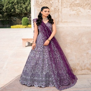 Trajes de gasa bordados de Ramsha de diseñador pakistaní de 3 piezas para niñas, ropa de fiesta de boda en estilo indio y pakistaní - Product Image 2