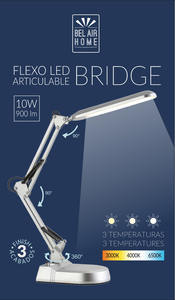 BEL AIR HOME-Lámpara de escritorio Led Flexo articulada de 10W Serie Bridge con 3 temperaturas de luz 3000-4000-6000K (BLANCO) - Product Image 4