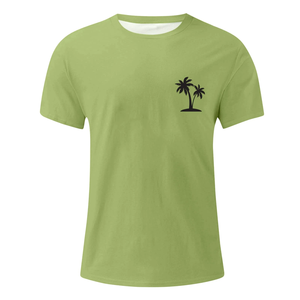 OEM Diseño de logotipo personalizado Hombres Mujeres 100% Algodón Verde claro Camiseta de gran tamaño O-cuello de manga corta Casual Tallas grandes Sólido ODM - Product Image 1