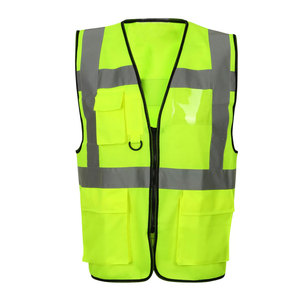 Chaleco DE SEGURIDAD Delgado reflectante de poliéster 100%, ropa de trabajo multibolsillo con cierre de cremallera, alta visibilidad, a prueba de agua, a prueba de agujas - Product Image 1