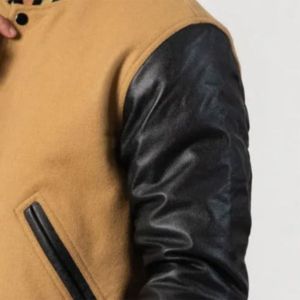 Chaqueta Universitaria de Lana de Camello de Alta Calidad con Mangas de Cuero Negro, Chaqueta Personalizada con Logotipo, Chaqueta de Béisbol, Chaqueta de Invierno 2026 - Product Image 6