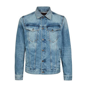 Veste en jean bleue pour homme, design de qualité supérieure, vente en gros, design personnalisé, veste en denim extensible et douce pour homme - Product Image 1
