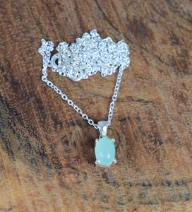 Colgante clásico hecho a mano 925 joyería de plata sólida para mujer 925 plata esterlina Aqua Calcedonia piedra preciosa estilo bohemio colgante - Product Image 2