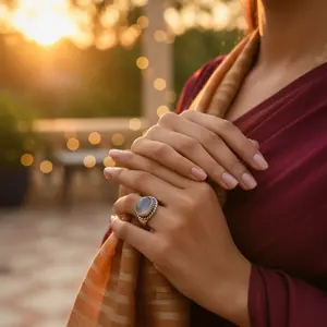 Rose Gold & Gold Plated 925 Silver Spinner <b>Ring</b> with Moonstone Trendy <b>Statement</b> Jewelry for Women Great Gift Idea - Product Image 2