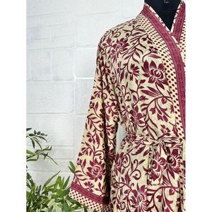 Bohme Nouvelle Soie Women's Luxury Floral Paisley Blue Sari Kimono Regal House <b>Beach</b> <b>Robe</b> Anniversary Gift House Elegant Women - Product Image 3